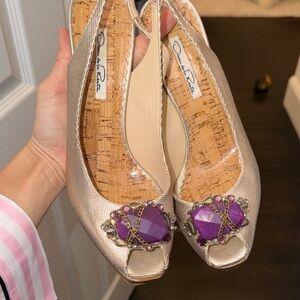 Oscar de la Renta Metallic and Purple Heels